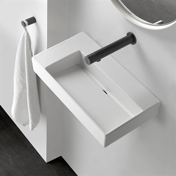  Unplug Stand Mini V - Litet tvättställ 25 x 45,5 cm med sidohylla i vitt porslin